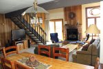  Mammoth Condo Rental Sunrise 11 Living Room, Dining Room, Slider to deck
